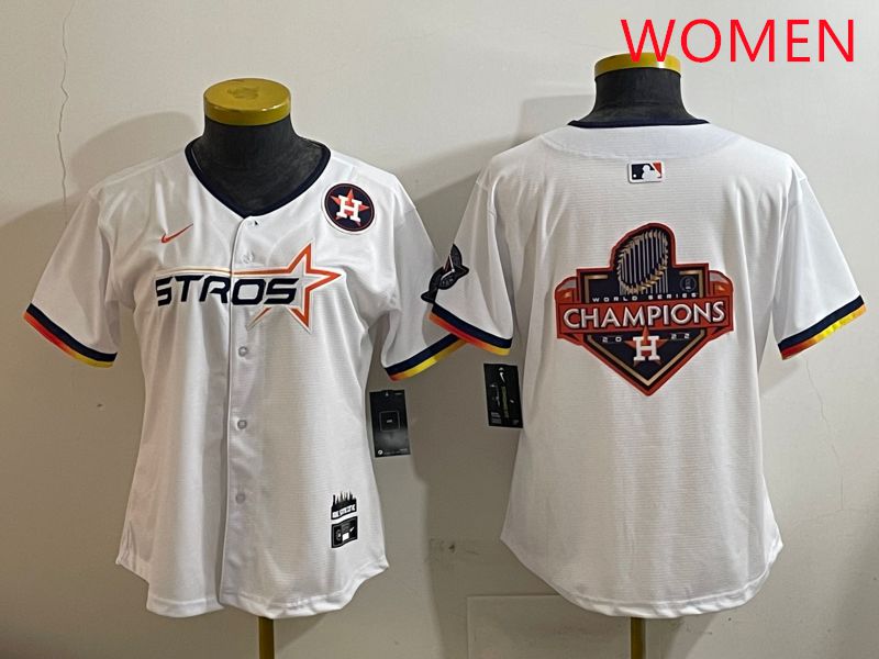 Women Houston Astros Blank White three generations Joint Name Nike 2025 MLB Jersey style 24